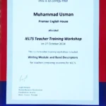 IELTS Teacher Training Certificate from British Council for Pakistan